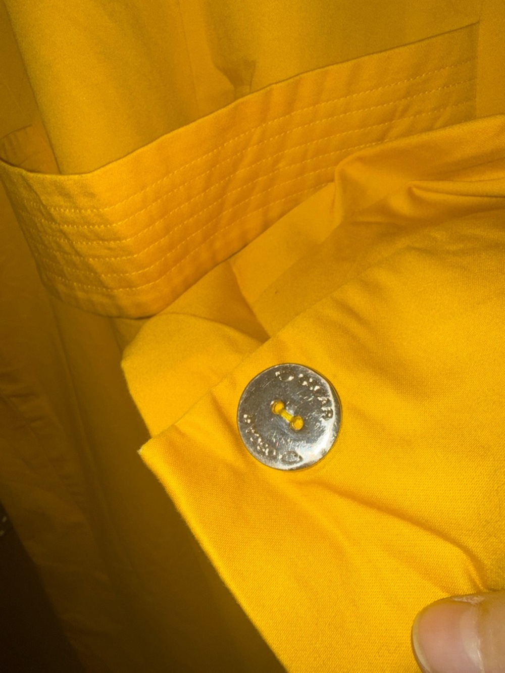 Oscar de la Renta Bright Yellow Coat with Polka Dot Trim - Picture 5 of 5